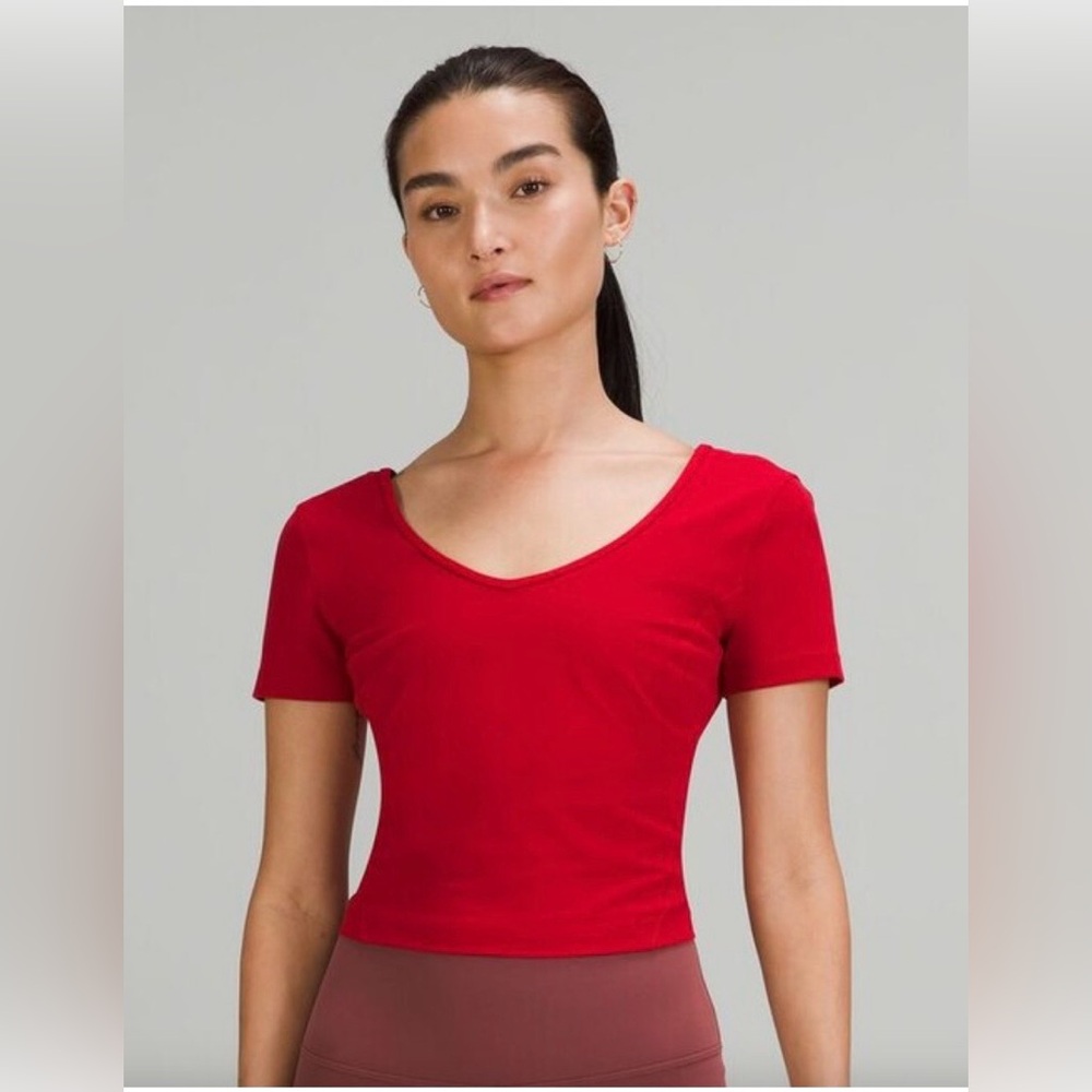 Lululemon ($68) Align™ Red Cropped T-Shirt